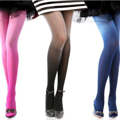 Solid Gradient Color Pantyhose Opaque Microfiber Footed Pantyhose Tights